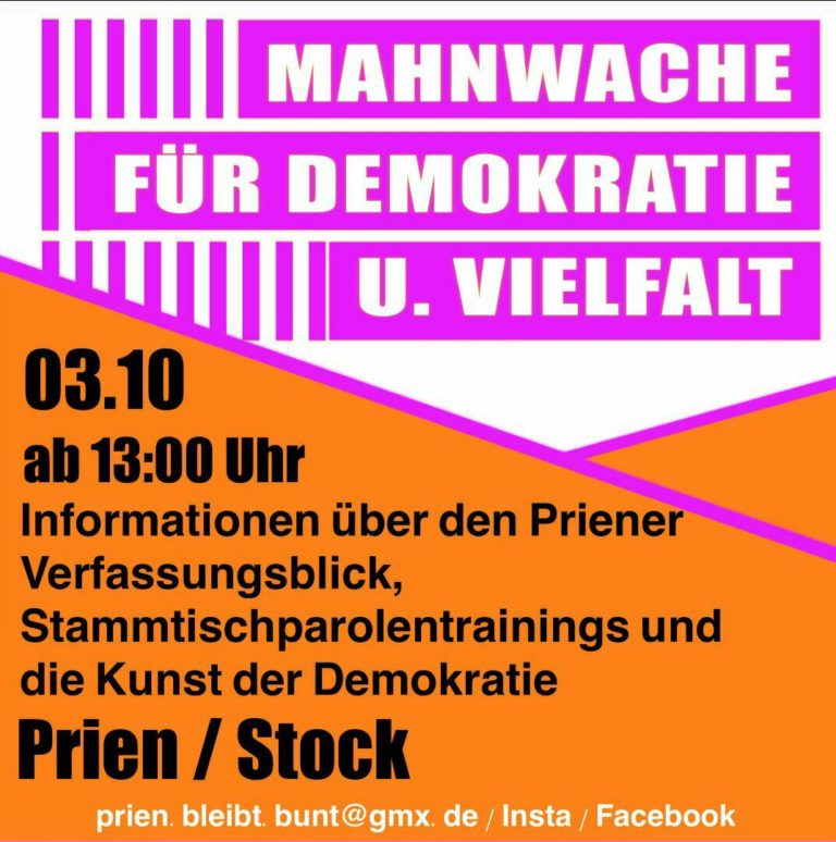 Mahnwache für Demokratie und Vielfalt mit anschließender Demonstration